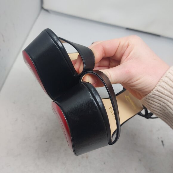 Christian Louboutin Loubi Queen Alta Black Platform Sandal - Picture 12 of 16